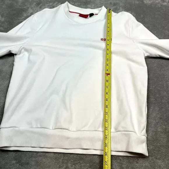 Hugo Boss Cotton Terry Sweatshirt Men L White Streetwear Reverse Spellout